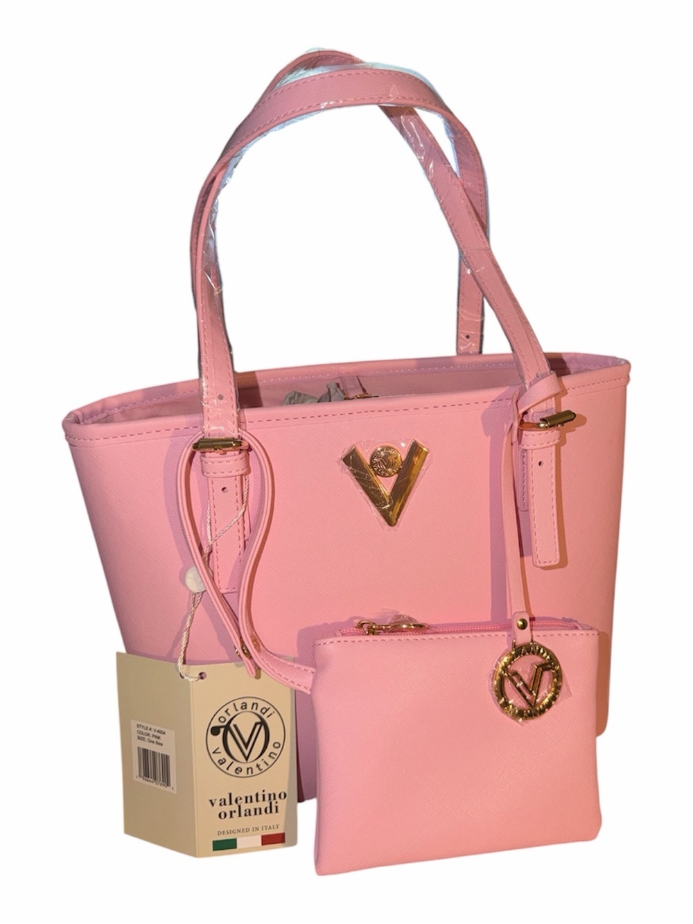 Valentino Orlandi Light Pink Tote with Matching Pouch MSRP $200
